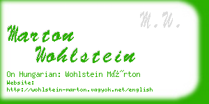 marton wohlstein business card